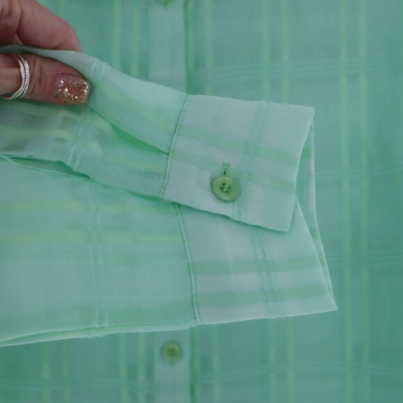 Petal Dew Sheer Plaid Shirt Women Green Coquette Twee Retro Vintage-Inspired NWT - Picture 5 of 9